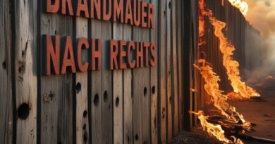 Flammende Brandmauer nach rechts